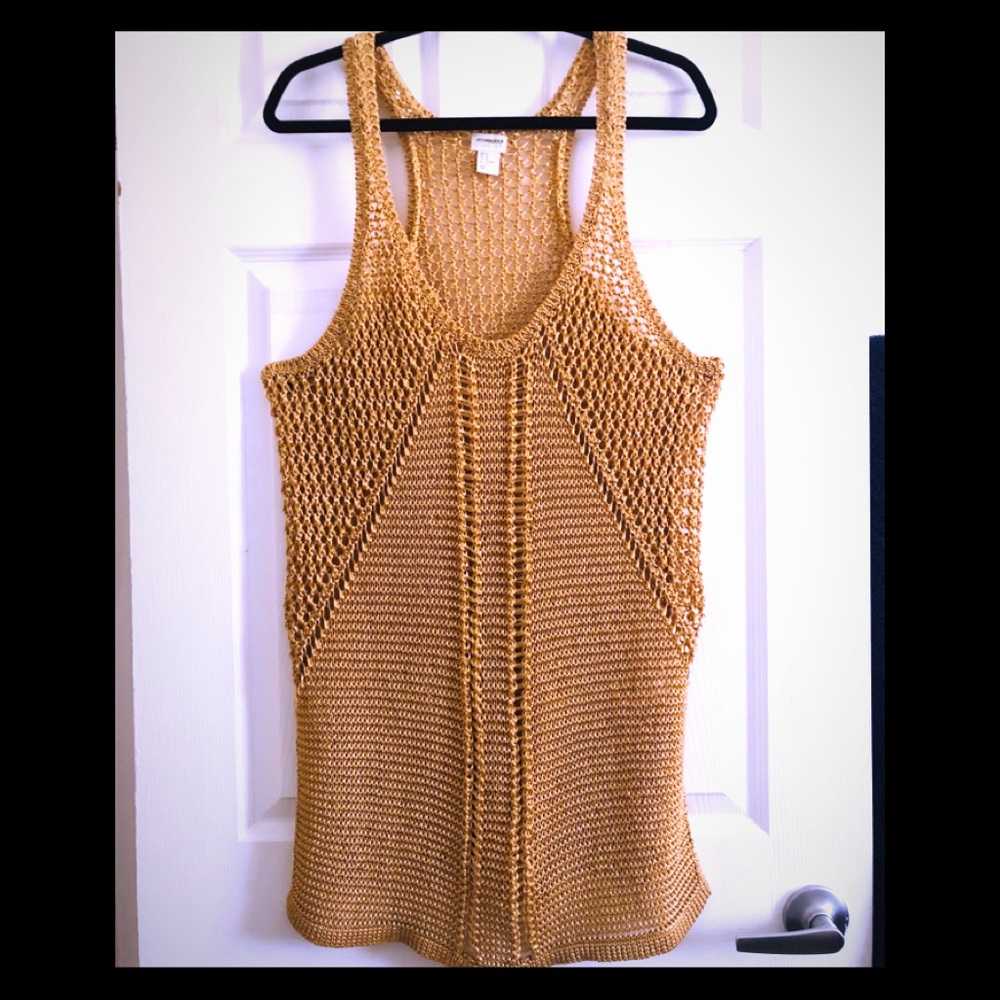 Gold Long Crochet Tank